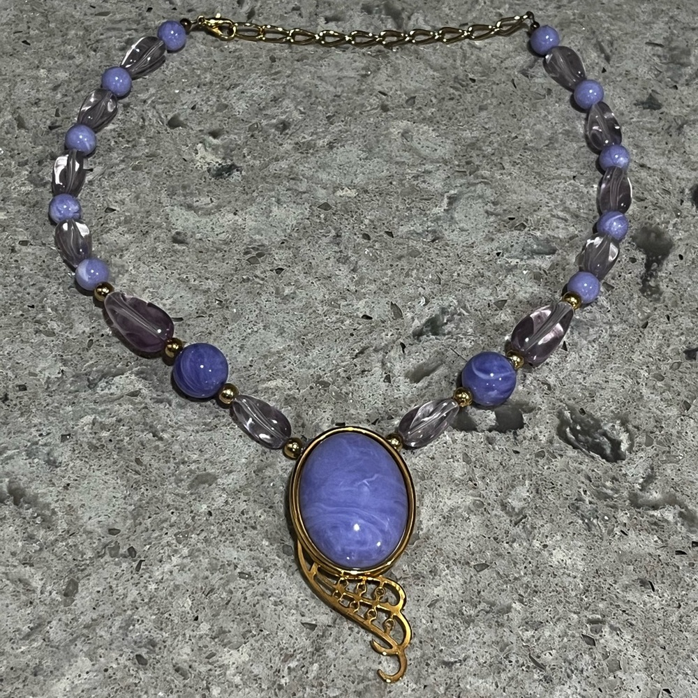 Elegant Purple and Golden bead necklace
